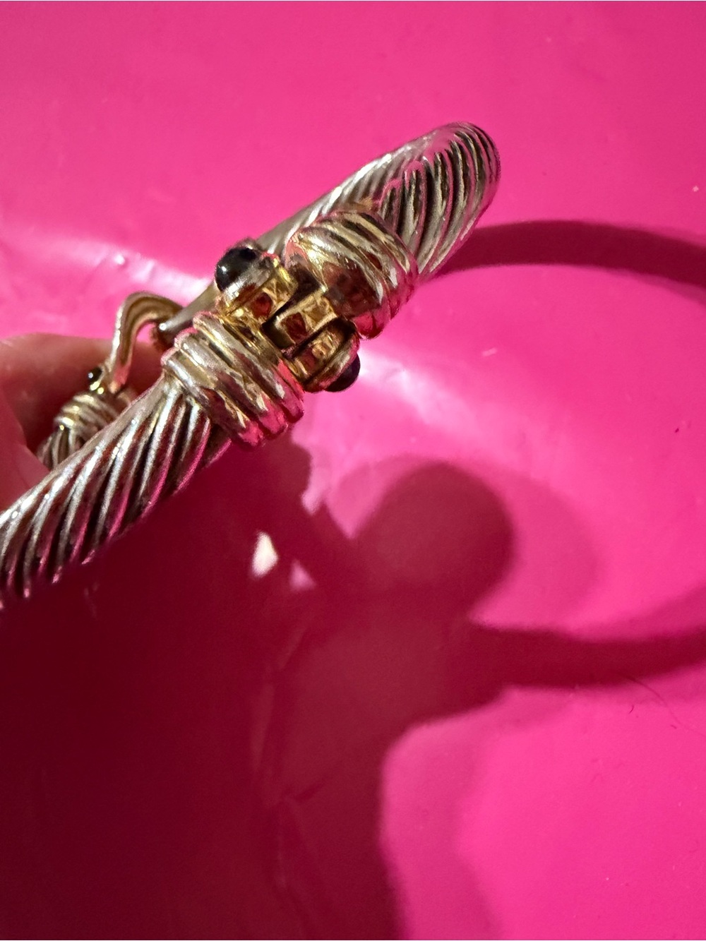 VTG Twisted Cable Renaissance Revival CZ's & Buckle Design Bracelet Bangle - Picture 6 of 7